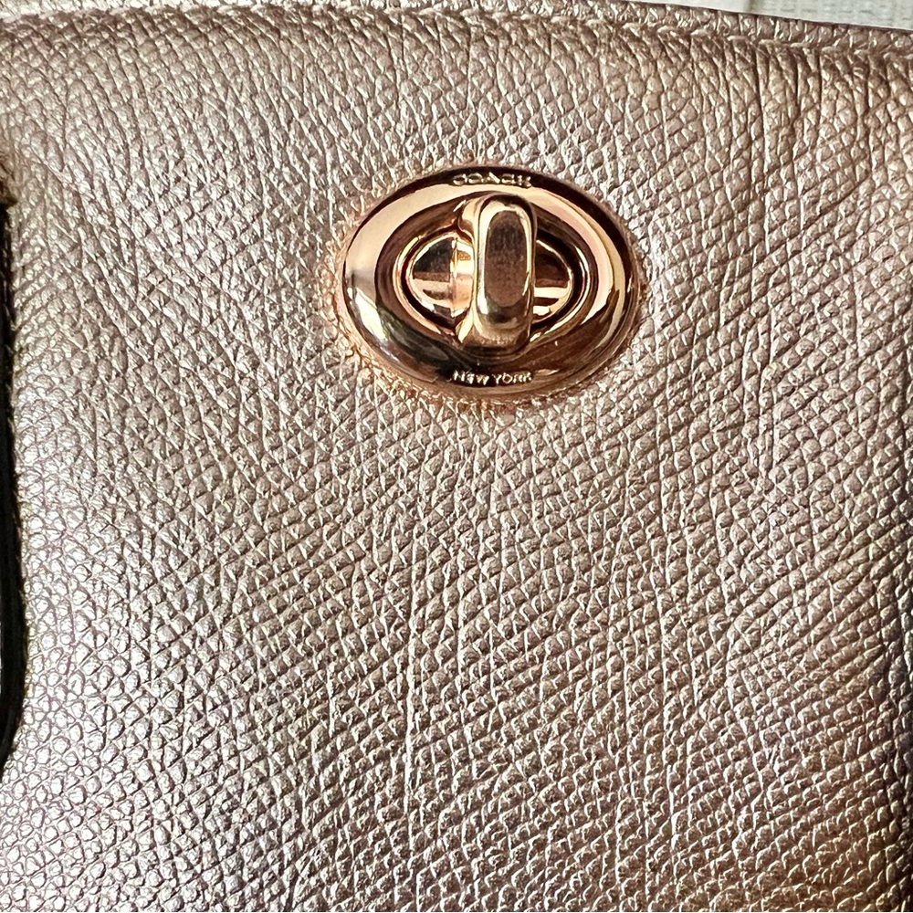 Coach Bag Rose Gold Metallic Leather Prince Street Satchel - Picture 4 of 17